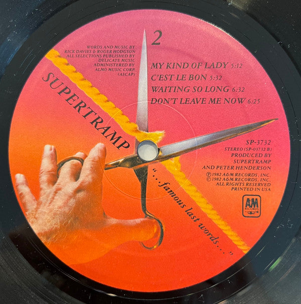 Supertramp : "...Famous Last Words..." (LP, Album, Eur)