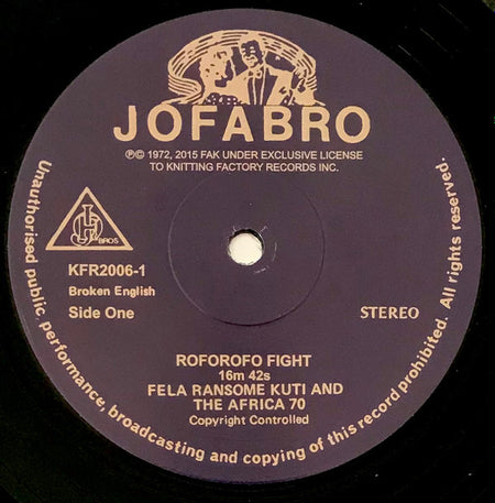 Fela* & The Africa 70* : Roforofo Fight (LP, Album, RE)
