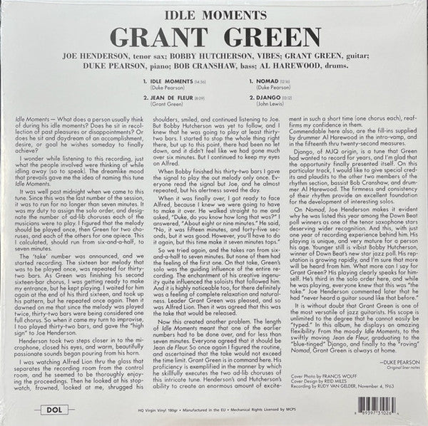 Grant Green : Idle Moments (LP, Album, RE, 180)