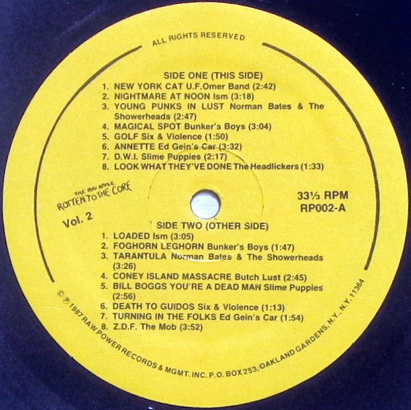 Various : The Big Apple Rotten To The Core Vol. 2 (LP, Album, Comp)