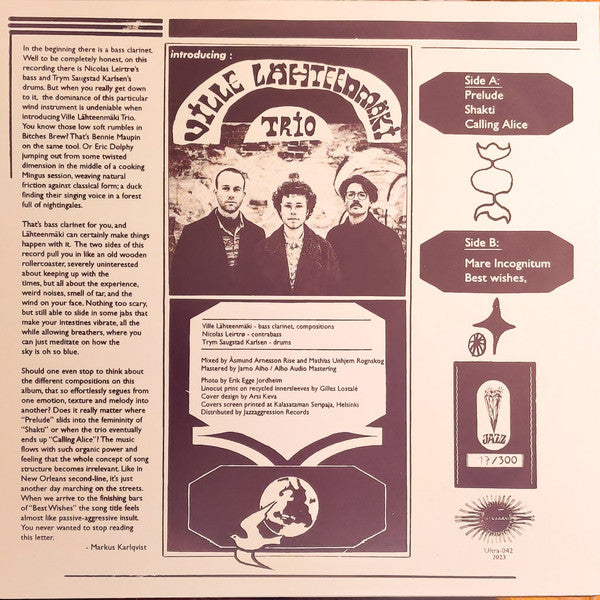 Ville Lähteenmäki Trio : Introducing: Ville Lähteenmäki Trio (LP, Ltd, Num)