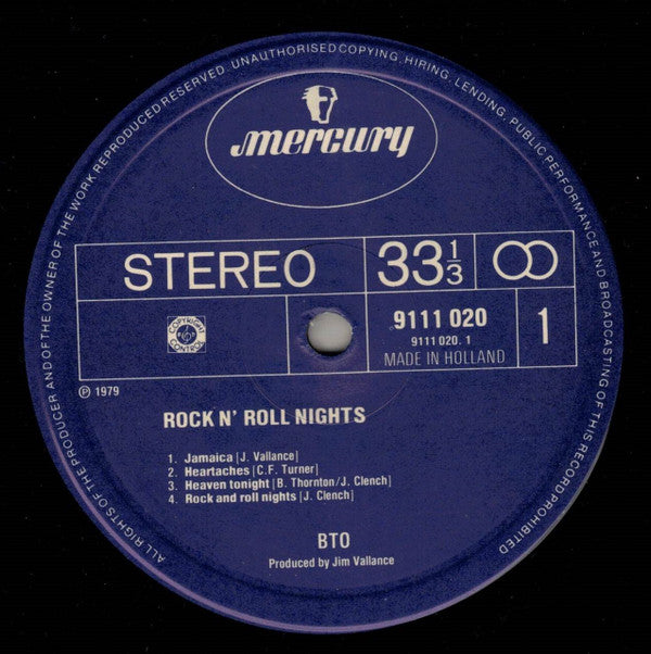 Bachman-Turner Overdrive : Rock N' Roll Nights (LP, Album)