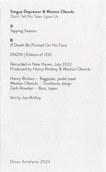 Tongue Depressor & Weston Olencki : Don't Tell No Tales Upon Us (Cass, Ltd)