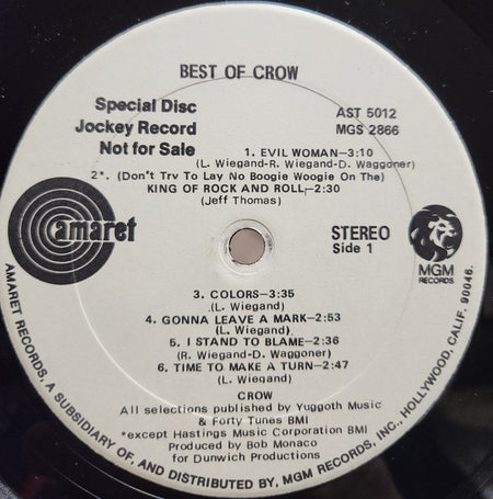 Crow (4) : Best Of Crow (LP, Comp, Promo)
