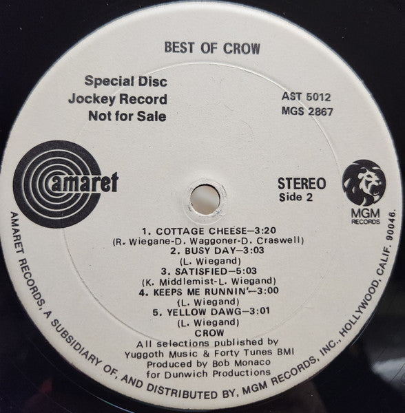 Crow (4) : Best Of Crow (LP, Comp, Promo)