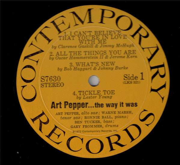 Art Pepper : ...The Way It Was! (LP, Album)
