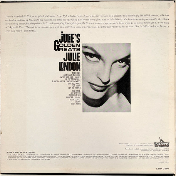 Julie London : Julie's Golden Greats (LP, Comp, Mono)
