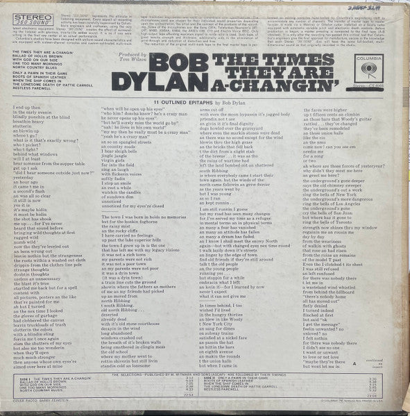 Bob Dylan : The Times They Are A-Changin' (LP, Album, RP)