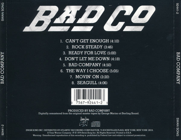 Bad Company (3) : Bad Company (CD, Album, RE, RM)