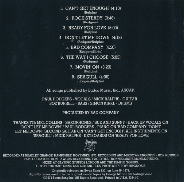 Bad Company (3) : Bad Company (CD, Album, RE, RM)