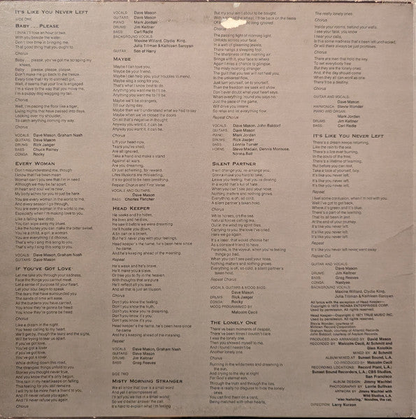 Dave Mason : It's Like You Never Left (LP, Album, Ter)