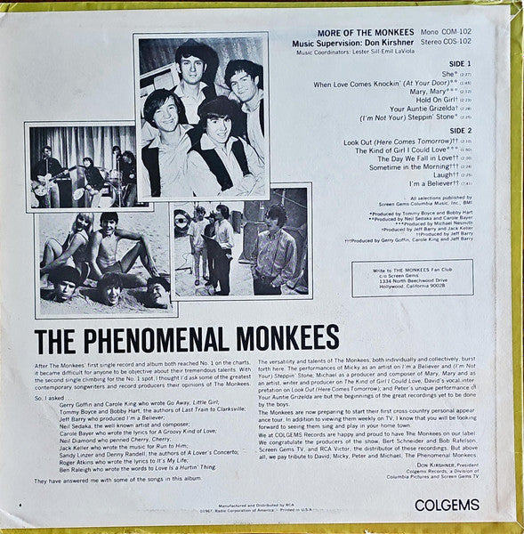 The Monkees : More Of The Monkees (LP, Album, Ind)