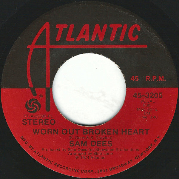 Sam Dees : Worn Out Broken Heart / Come Back Strong (7", Single, PL )