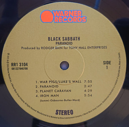 Black Sabbath : Paranoid (LP, Album, RE, RM, RP, 180)