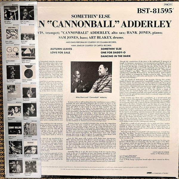 Cannonball Adderley : Somethin' Else (LP, Album, RE, DMM)