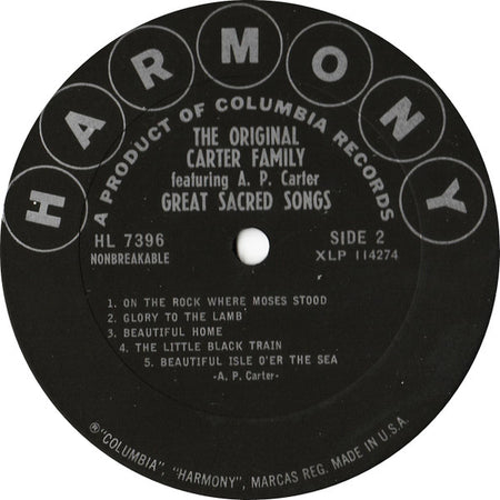 The Original Carter Family* : Great Sacred Songs (LP)