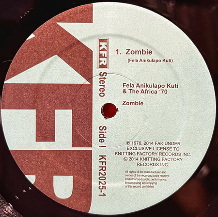 Fẹla* And Afrika 70* : Zombie (LP, Album, RE, RP)