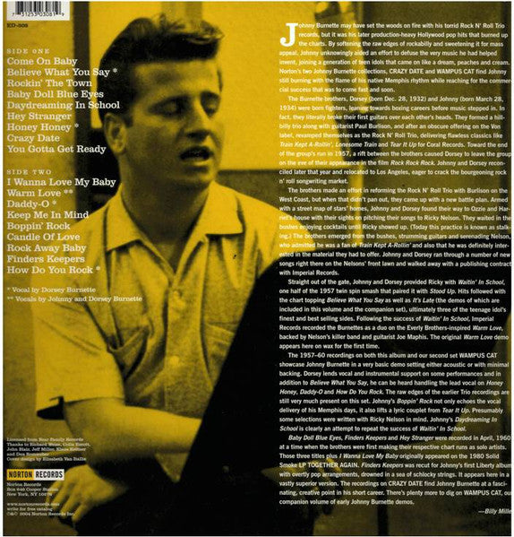 Johnny Burnette : Crazy Date [Rock And Roll Demos Volume 1] (LP, Comp)