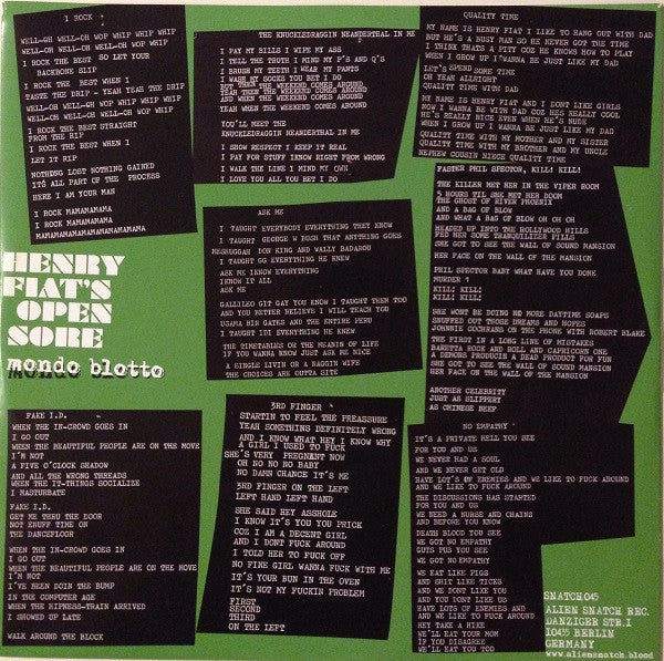 Henry Fiat's Open Sore : Mondo Blotto (LP, Album, 180)