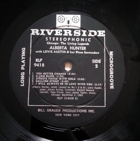 Alberta Hunter With Lovie Austin's Blues Serenaders : Alberta Hunter With Lovie Austins Blues Serenaders (LP, Album)