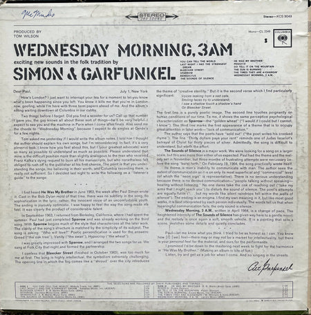 Simon & Garfunkel : Wednesday Morning, 3 A.M. (LP, Album, RE, San)