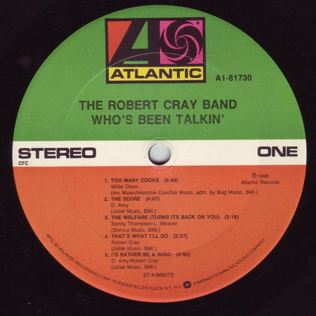 The Robert Cray Band : Who's Been Talkin' (LP, Club, RE, RM, CRC)