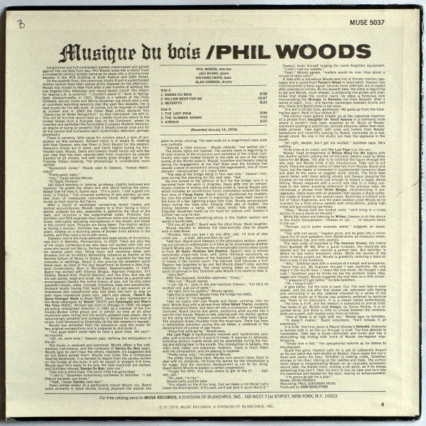 Phil Woods : Musique Du Bois (LP, Album, PRS)