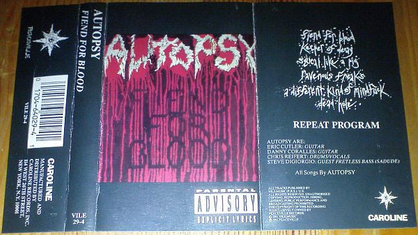 Autopsy (2) : Fiend For Blood (Cass, EP)