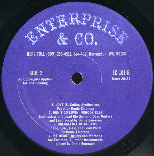 Donnie & Joe Emerson : Dreamin' Wild (LP, Album, RE, RM)