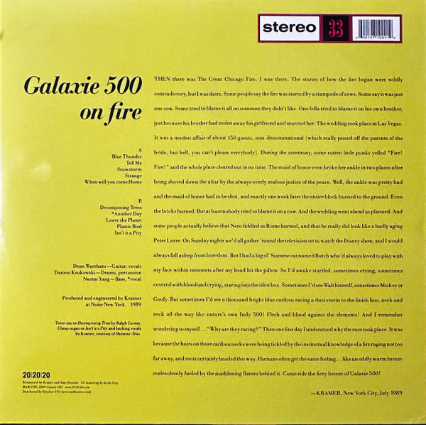 Galaxie 500 : On Fire (LP, Album, RE, RM, RP, Coh)