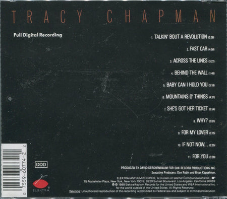 Tracy Chapman : Tracy Chapman (CD, Album, RE, SMA)