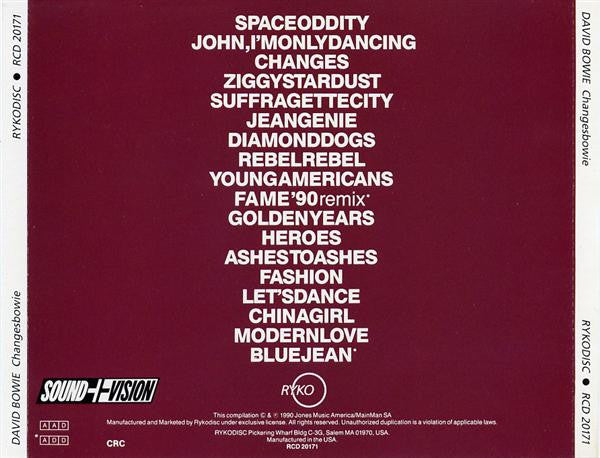 David Bowie : Changesbowie (CD, Comp, Club, PDO)