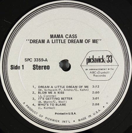 Mama Cass* : Dream A Little Dream Of Me (LP, Comp, RP)