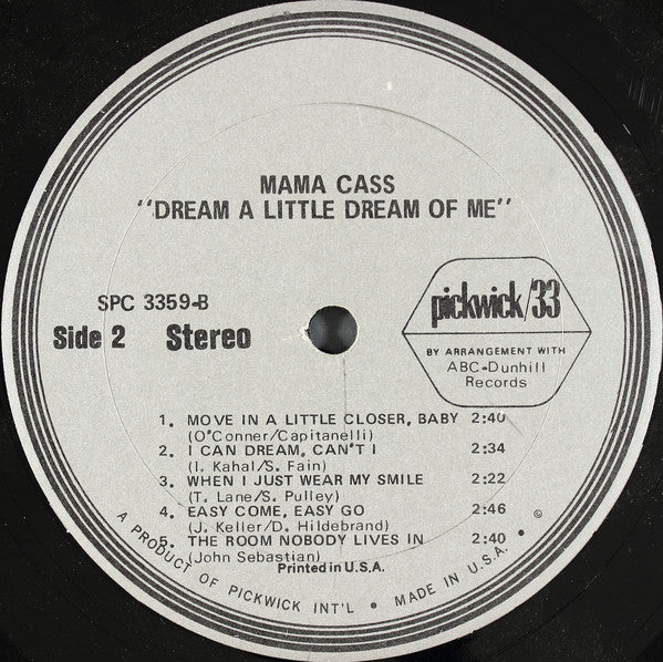 Mama Cass* : Dream A Little Dream Of Me (LP, Comp, RP)