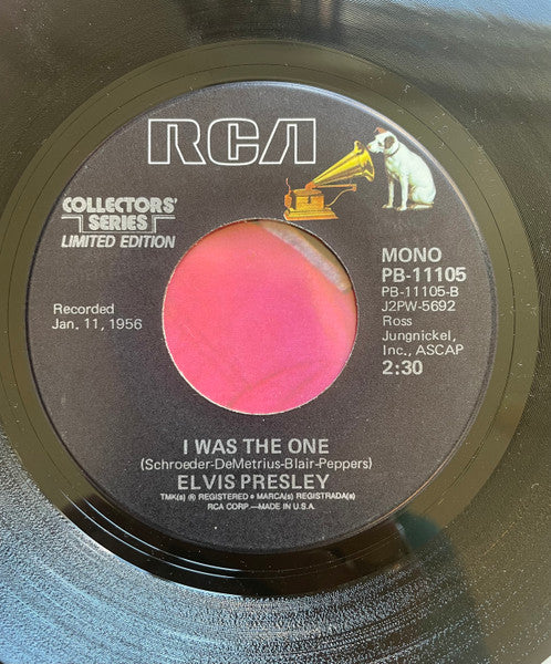 Elvis Presley : Heartbreak Hotel / I Was The One (7", Single, Mono, Ltd, RE, Styrene, Ind)