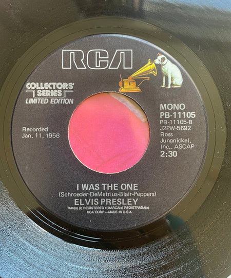 Elvis Presley : Heartbreak Hotel / I Was The One (7", Single, Mono, Ltd, RE, Styrene, Ind)