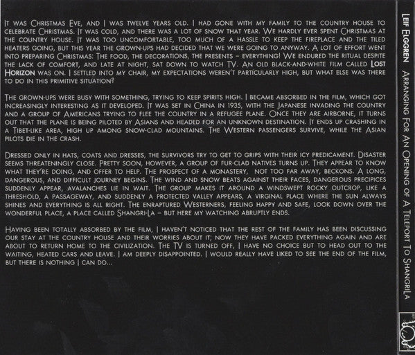Leif Elggren : Arranging For An Opening Of A Teleport To Shangri-La (CD, Album)