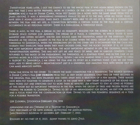 Leif Elggren : Arranging For An Opening Of A Teleport To Shangri-La (CD, Album)