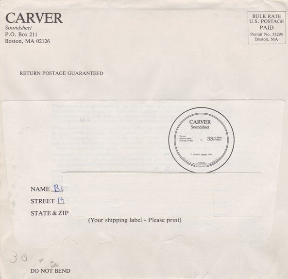 Carver Electronics Corporation : Introduction To Sonic Holography™ (Flexi, 6", Shape, S/Sided, Card, Smplr, Cle)