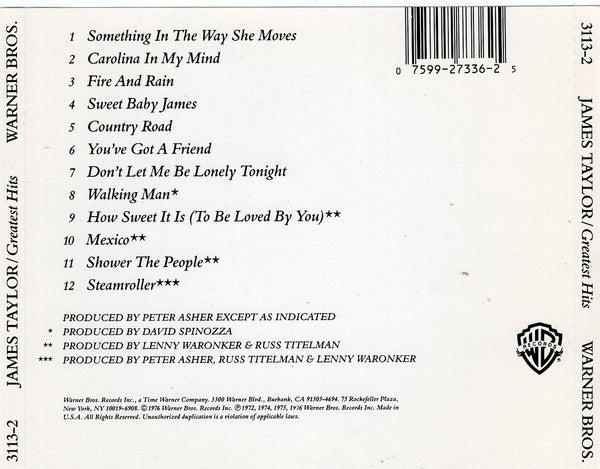 James Taylor (2) : Greatest Hits (CD, Comp, RE)