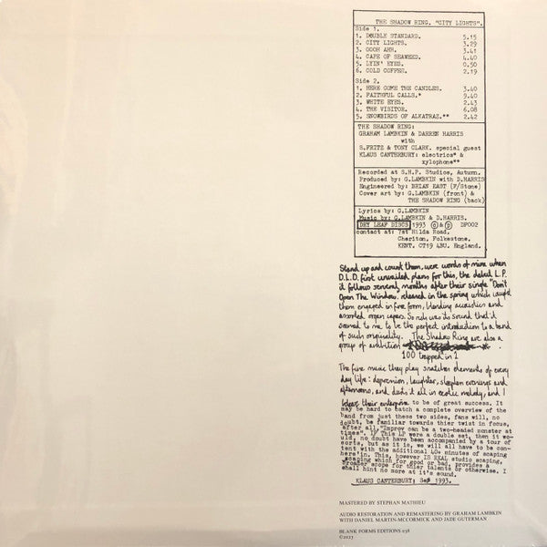 The Shadow Ring : City Lights (LP, RE)