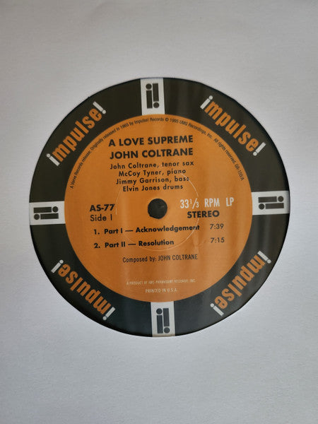 John Coltrane : A Love Supreme (LP, Album, RE, RM, Gat)