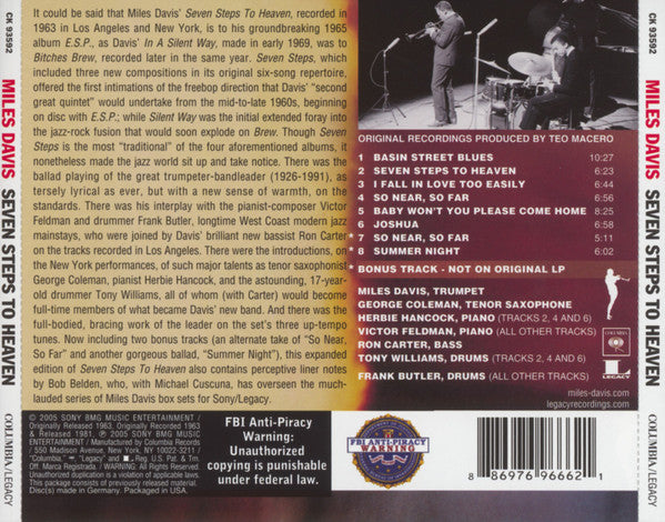 Miles Davis : Seven Steps To Heaven (CD, Album, RE, Arv)