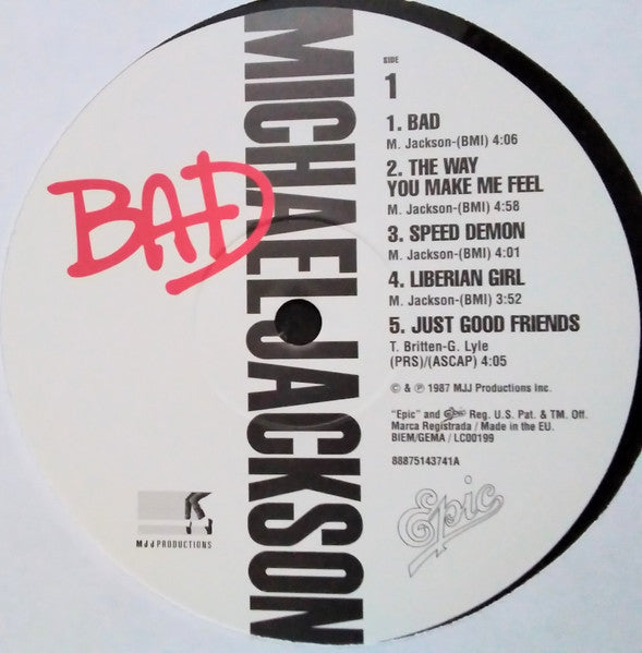 Michael Jackson : Bad (LP, Album, RE, RP, Gat)
