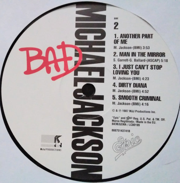 Michael Jackson : Bad (LP, Album, RE, RP, Gat)