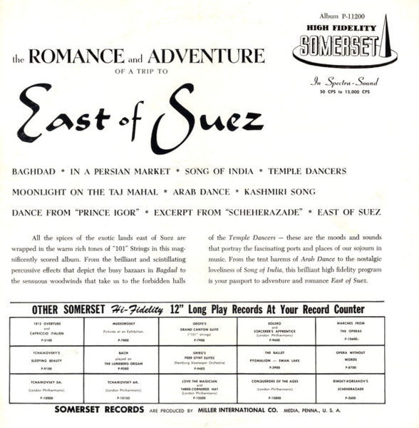 101 Strings : East Of Suez (LP, Album, Mono)