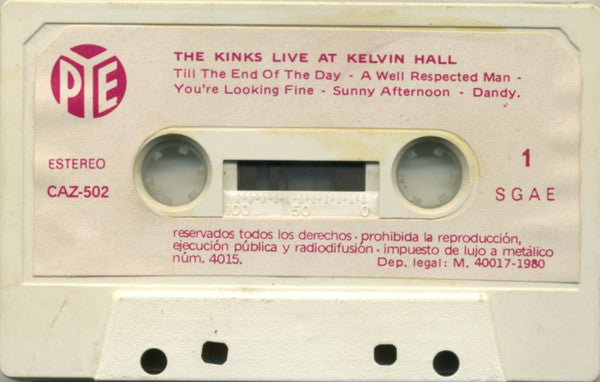 The Kinks : Live At Kelvin Hall (Cass, RE)