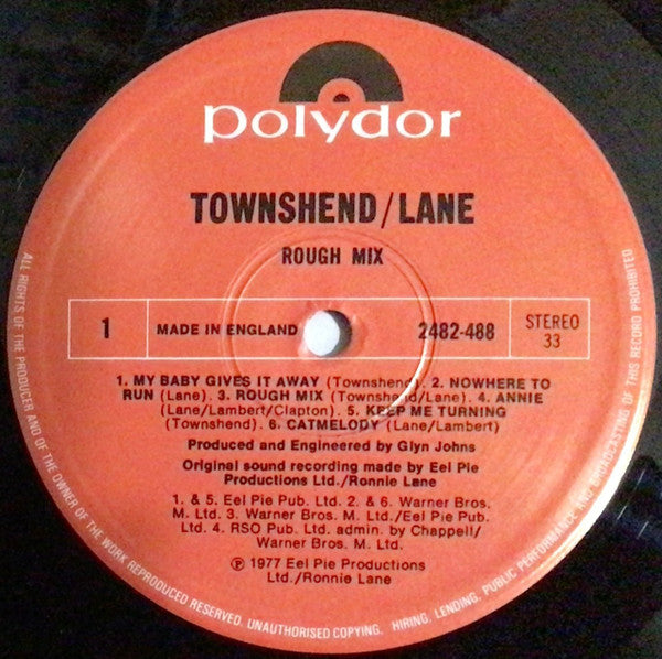 Pete Townshend, Ronnie Lane : Rough Mix (LP, Album, RE, Non)