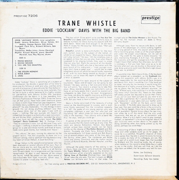 Eddie "Lockjaw" Davis Big Band : Trane Whistle (LP, Mono)