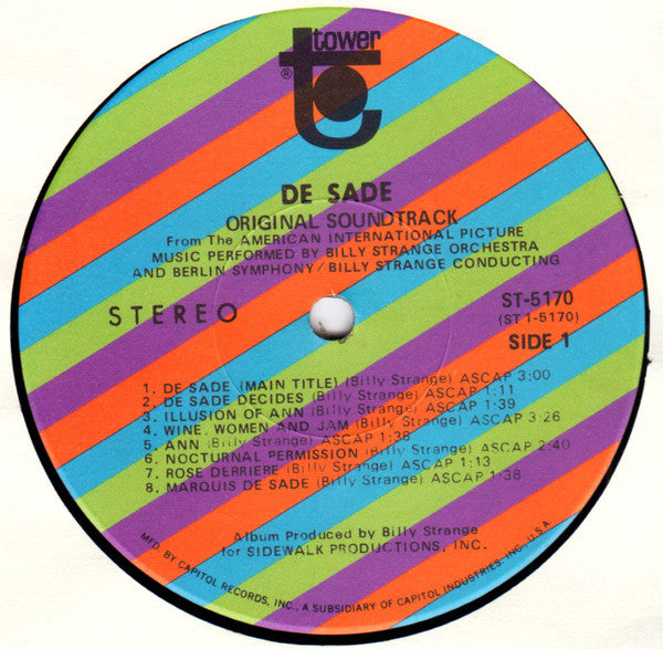 Billy Strange Orchestra : De Sade (Original Motion Picture Soundtrack) (LP, Album)